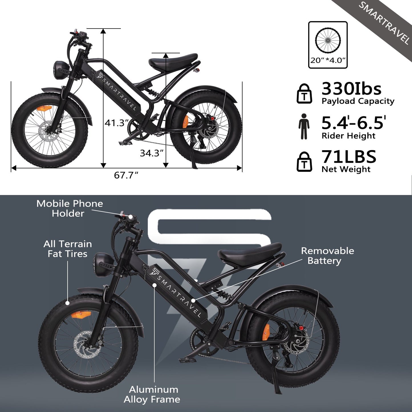 1200W 48V/17.5Ah Motor Electric Dirt Bike Removable Battery