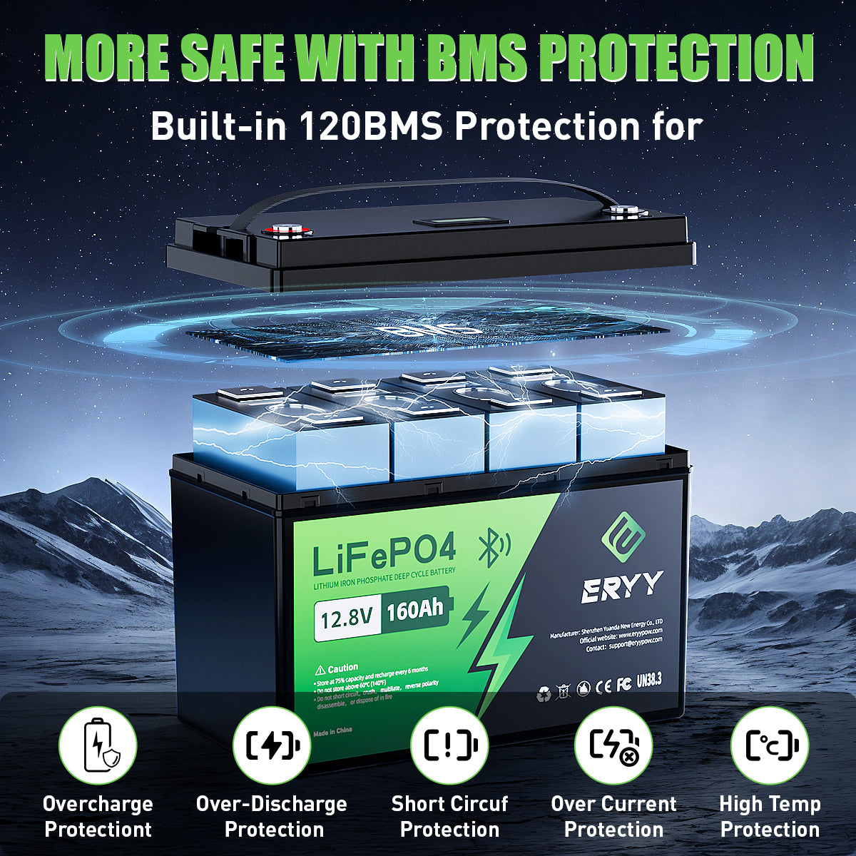 ERYY 12V 160AH LiFePO4 Battery